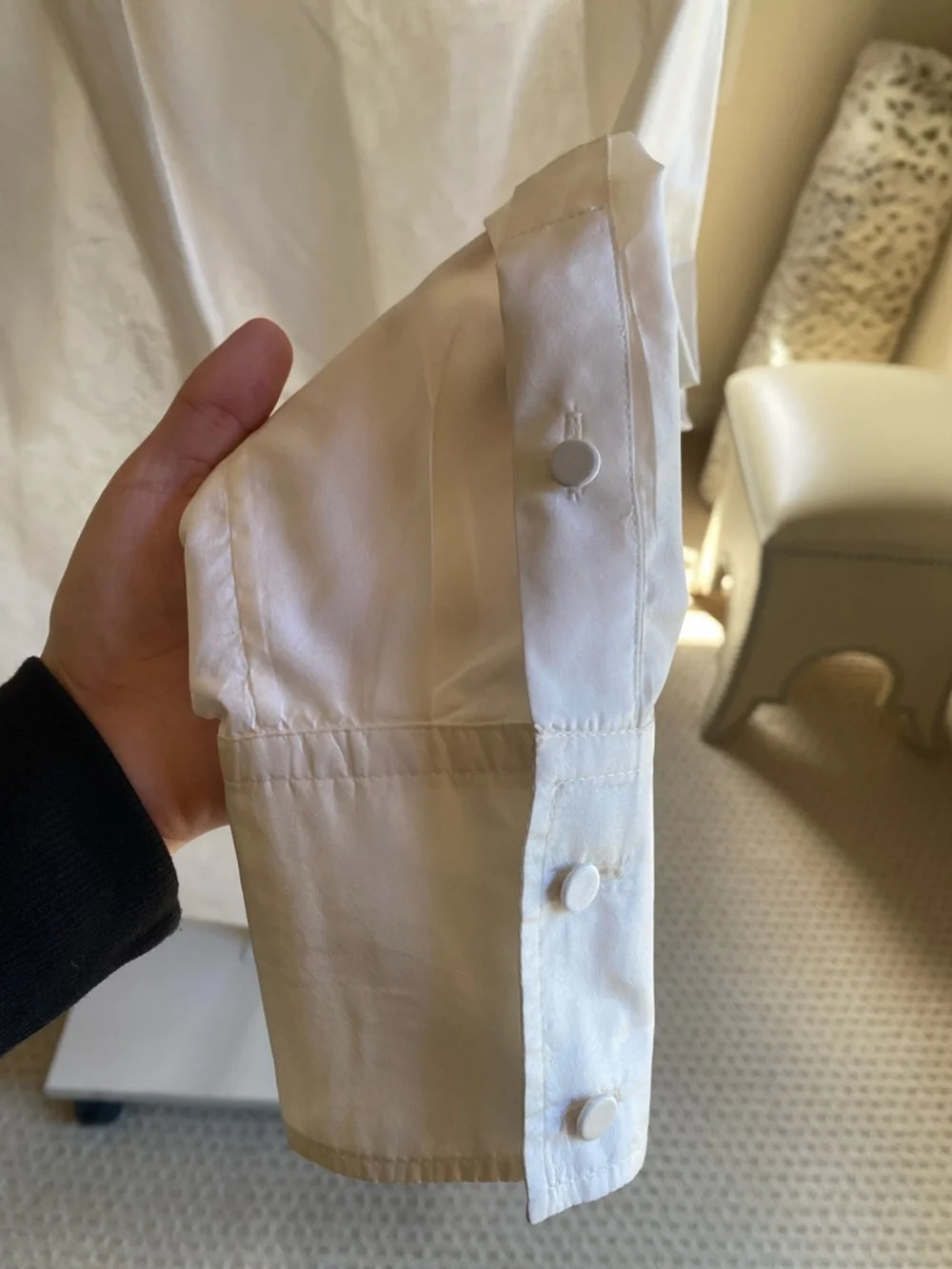 Valentino White Sheer Lace-Front Dress Shirt with Pointed Collar - Picture 3 of 10